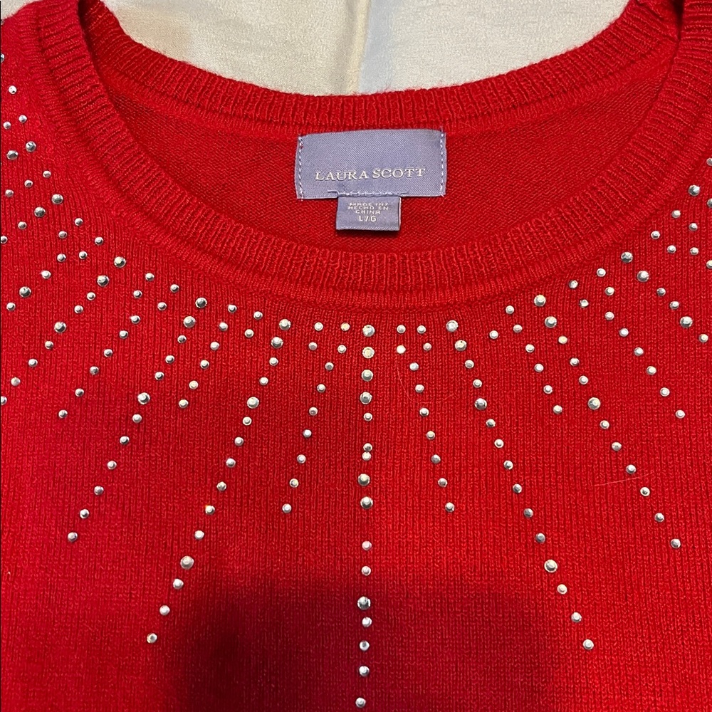 Laura Scott Vibrant Red Crew Neck Sweater - Picture 2 of 4